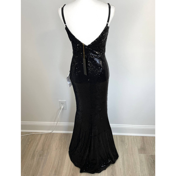 Dress The Population Ingrid Sequin Trumpet Gown In Black Size Small New - Picture 10 of 16